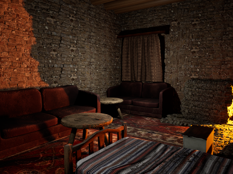 Rustic Stone Countryside Village House 6 Rooms 3Dモデル
