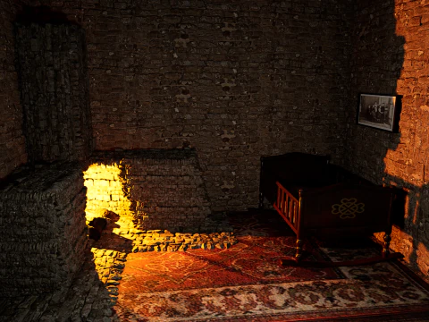 Casa di Villaggio Rustico in Pietra di Campagna 6 Vani Modello 3D