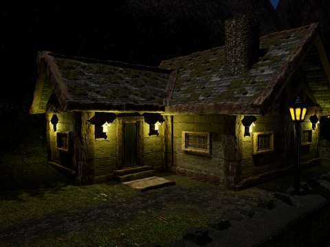 Mystic Twilight Timber Village A Breathtaking Fantasy Village Environment 3D Model