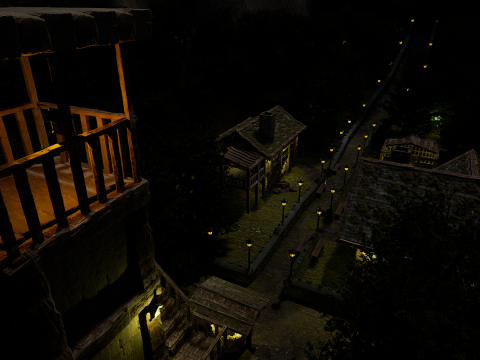 Mystic Twilight Timber Village A Breathtaking Fantasy Village Environment 3D Model