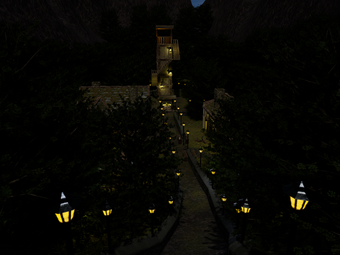 Mystic Twilight Timber Village A Breathtaking Fantasy Village Environment 3D Model