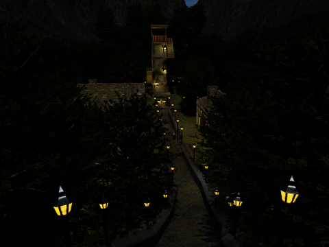 Mystic Twilight Timber Village A Breathtaking Fantasy Village Environment 3D Model