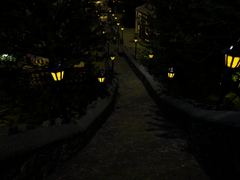 Mystic Twilight Timber Village A Breathtaking Fantasy Village Environment 3D Model