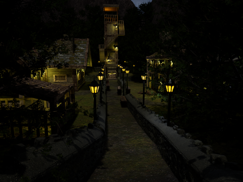 Mystic Twilight Timber Village A Breathtaking Fantasy Village Environment 3D Model