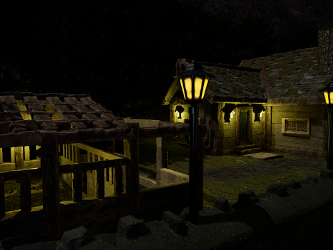 Mystic Twilight Timber Village A Breathtaking Fantasy Village Environment 3D Model