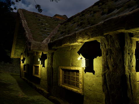Mystic Twilight Timber Village A Breathtaking Fantasy Village Environment 3D Model