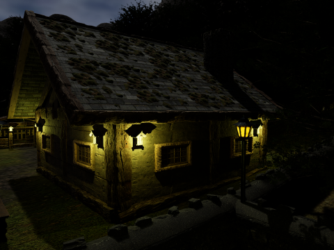 Mystic Twilight Timber Village A Breathtaking Fantasy Village Environment 3D Model