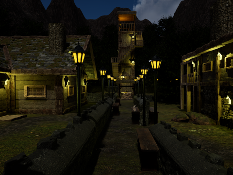 Mystic Twilight Timber Village A Breathtaking Fantasy Village Environment 3D Model