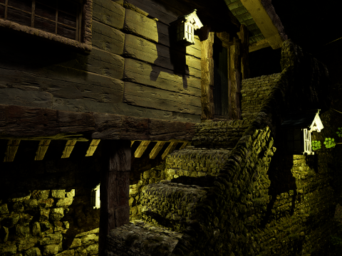 Mystic Twilight Timber Village A Breathtaking Fantasy Village Environment 3D Model