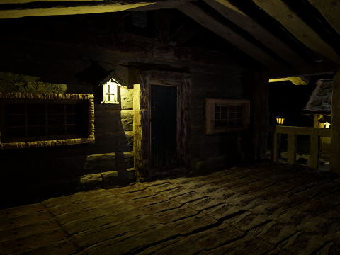 Mystic Twilight Timber Village A Breathtaking Fantasy Village Environment 3D Model
