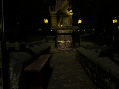 Mystic Twilight Timber Village A Breathtaking Fantasy Village Environment 3D Model