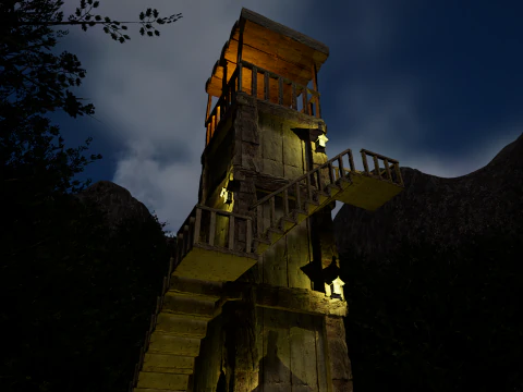 Mystic Twilight Timber Village A Breathtaking Fantasy Village Environment 3D Model
