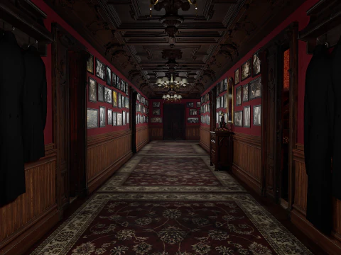 Maniero vittoriano Grandi Camere Corridoi eleganti Modello 3D