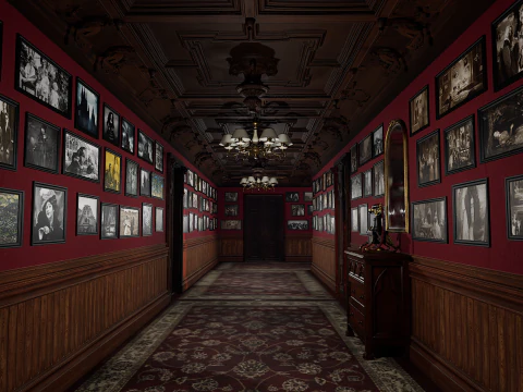 Maniero vittoriano Grandi Camere Corridoi eleganti Modello 3D