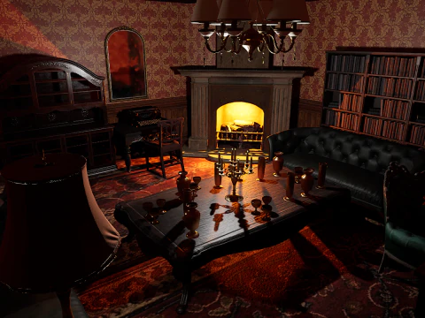 Maniero vittoriano Grandi Camere Corridoi eleganti Modello 3D