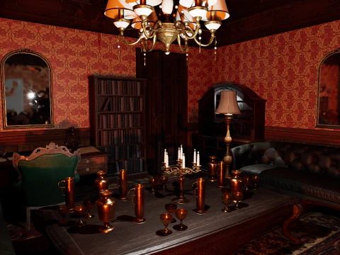 Maniero vittoriano Grandi Camere Corridoi eleganti Modello 3D