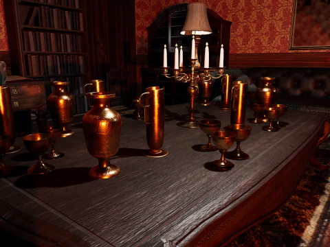 Maniero vittoriano Grandi Camere Corridoi eleganti Modello 3D