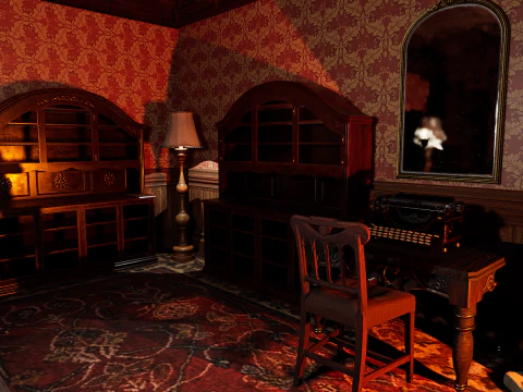 Maniero vittoriano Grandi Camere Corridoi eleganti Modello 3D