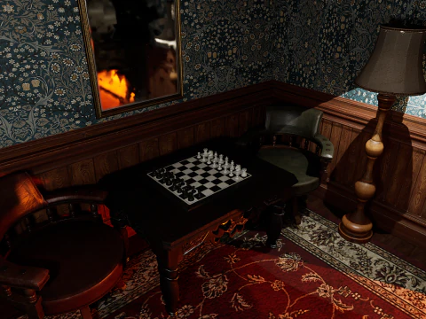 Maniero vittoriano Grandi Camere Corridoi eleganti Modello 3D