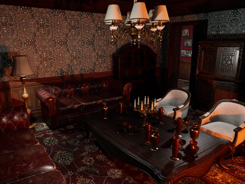 Maniero vittoriano Grandi Camere Corridoi eleganti Modello 3D