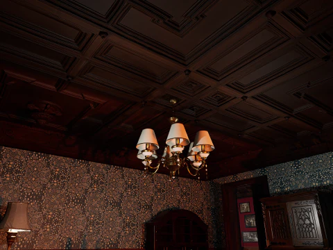 Maniero vittoriano Grandi Camere Corridoi eleganti Modello 3D