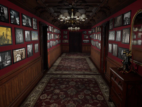 Maniero vittoriano Grandi Camere Corridoi eleganti Modello 3D