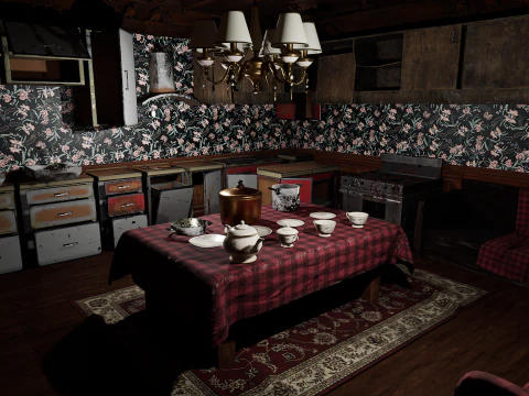 Maniero vittoriano Grandi Camere Corridoi eleganti Modello 3D