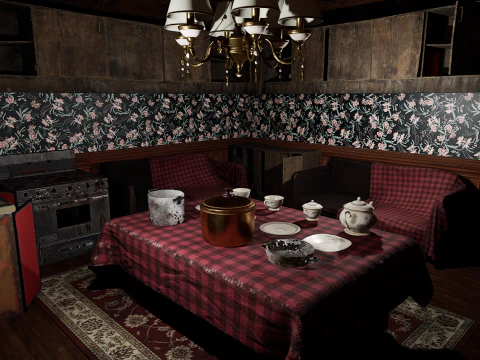 Maniero vittoriano Grandi Camere Corridoi eleganti Modello 3D