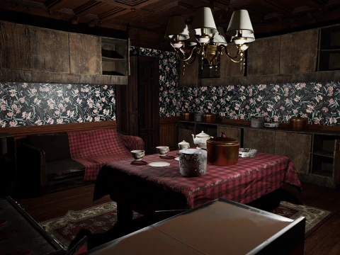 Maniero vittoriano Grandi Camere Corridoi eleganti Modello 3D