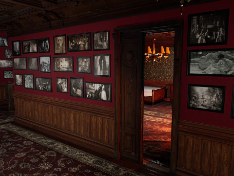 Maniero vittoriano Grandi Camere Corridoi eleganti Modello 3D