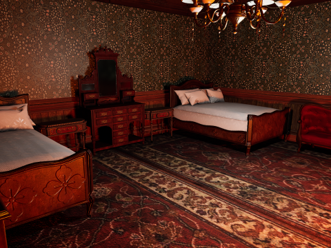 Victorian Manor Grand Chambers Elegant Hallways 3D Model