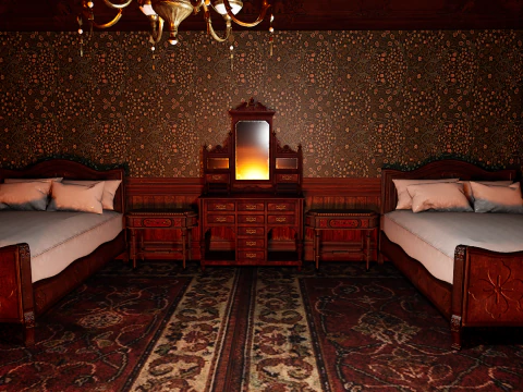 Maniero vittoriano Grandi Camere Corridoi eleganti Modello 3D