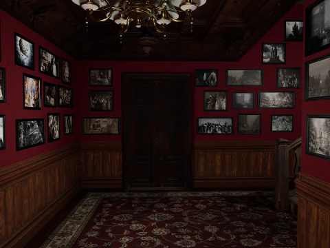 Maniero vittoriano Grandi Camere Corridoi eleganti Modello 3D