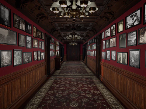 Maniero vittoriano Grandi Camere Corridoi eleganti Modello 3D