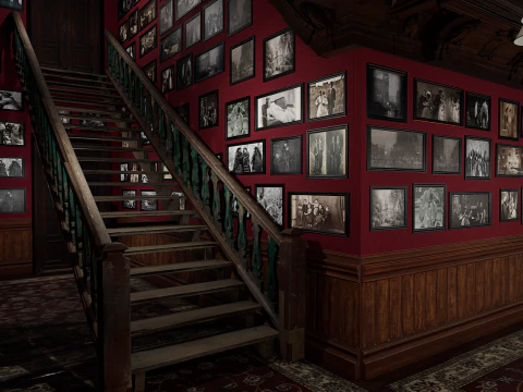 Maniero vittoriano Grandi Camere Corridoi eleganti Modello 3D