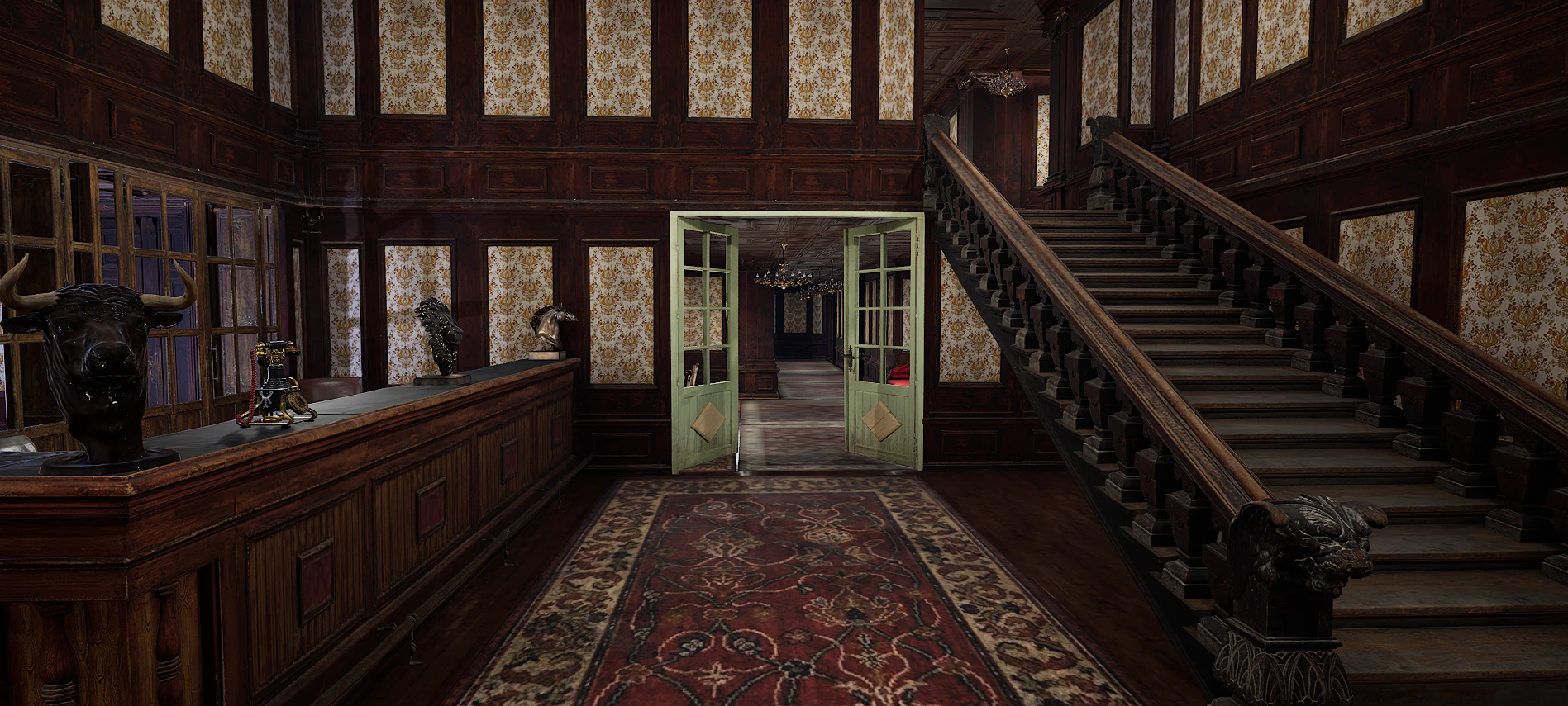 The Grand Empress 20 Rooms Victorian Hotel Elegant Hallways 3D Model .c4d .max .obj .3ds .fbx .stl .blend 