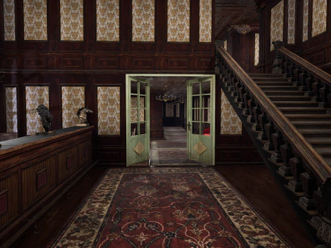 The Grand Empress 20 camere Hotel vittoriano Corridoi eleganti Modello 3D