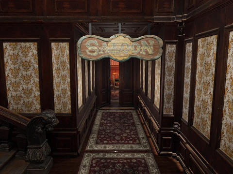 The Grand Empress 20 Rooms Victorian Hotel Elegant Hallways 3D Model