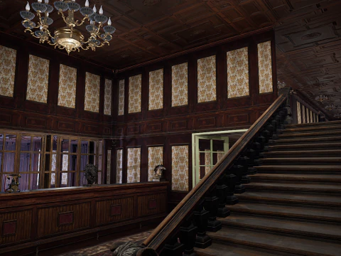 The Grand Empress 20 Rooms Victorian Hotel Elegant Hallways 3D Model