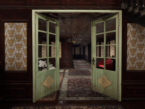 The Grand Empress 20 Rooms Victorian Hotel Elegant Hallways 3D Model