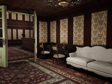 The Grand Empress 20 Rooms Victorian Hotel Elegant Hallways 3D Model