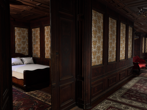 The Grand Empress 20 Rooms Victorian Hotel Elegant Hallways Modelo 3D
