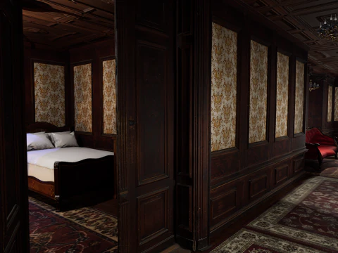 The Grand Empress 20 Rooms Victorian Hotel Elegant Hallways 3D Model