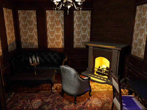 The Grand Empress 20 Rooms Victorian Hotel Elegant Hallways 3D Model
