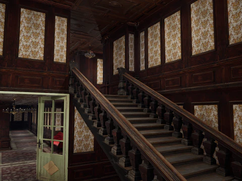 The Grand Empress 20 Rooms Victorian Hotel Elegant Hallways 3D Model