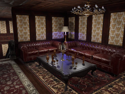 The Grand Empress 20 Rooms Victorian Hotel Elegant Hallways 3D Model
