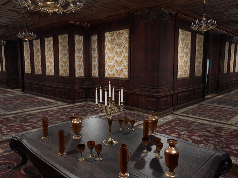 The Grand Empress 20 Rooms Victorian Hotel Elegant Hallways Modelo 3D