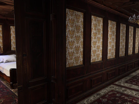 The Grand Empress 20 Rooms Victorian Hotel Elegant Hallways 3D Model