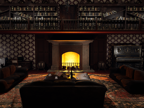 Whispering Shadows A Victorian Gothic Library Modello 3D