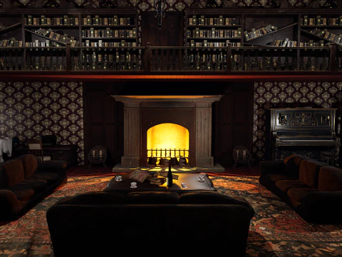 Whispering Shadows A Victorian Gothic Library 3D Model